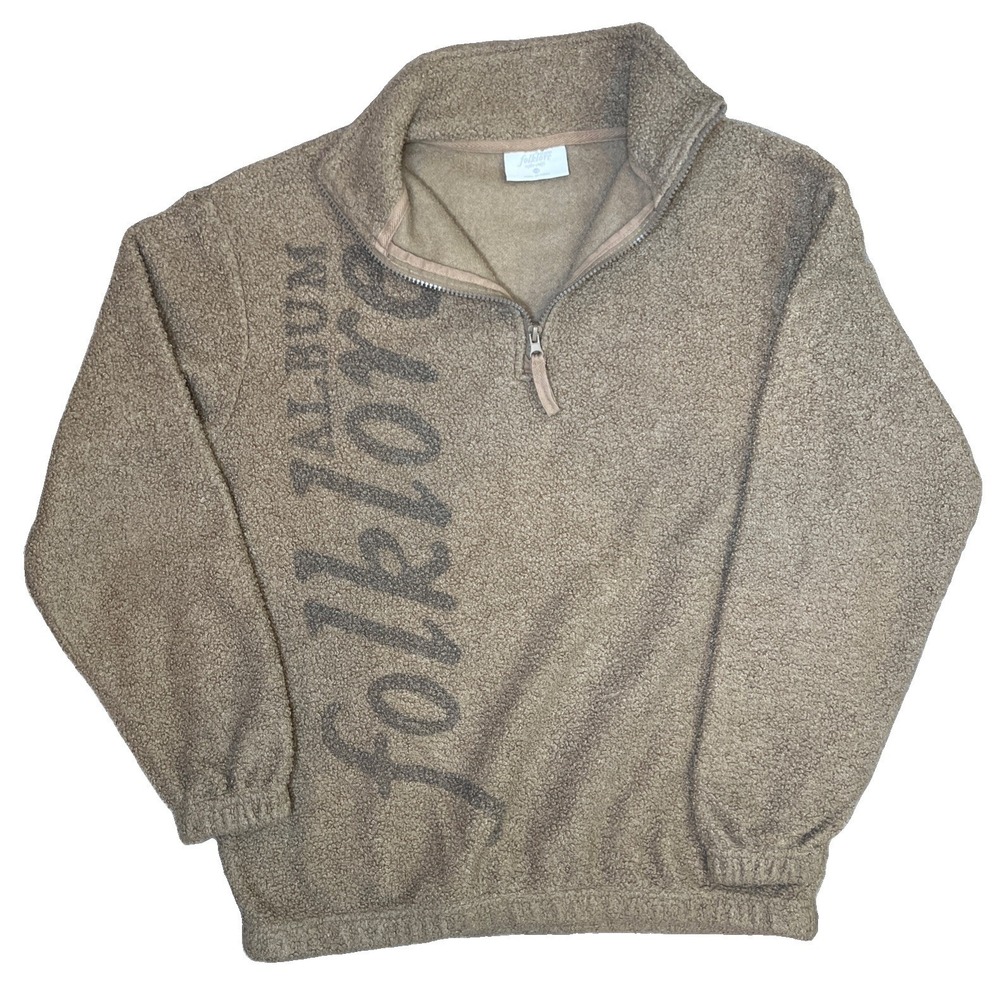 Official Taylor Swift Folklore Album Sherpa 1/4 Zip Pullover Beige XS